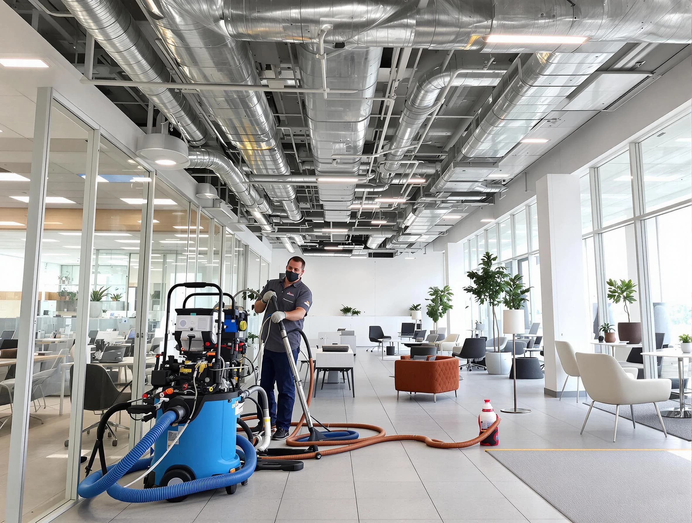 Monument Air Duct Cleaning team conducting comprehensive commercial duct cleaning at a business location in Monument