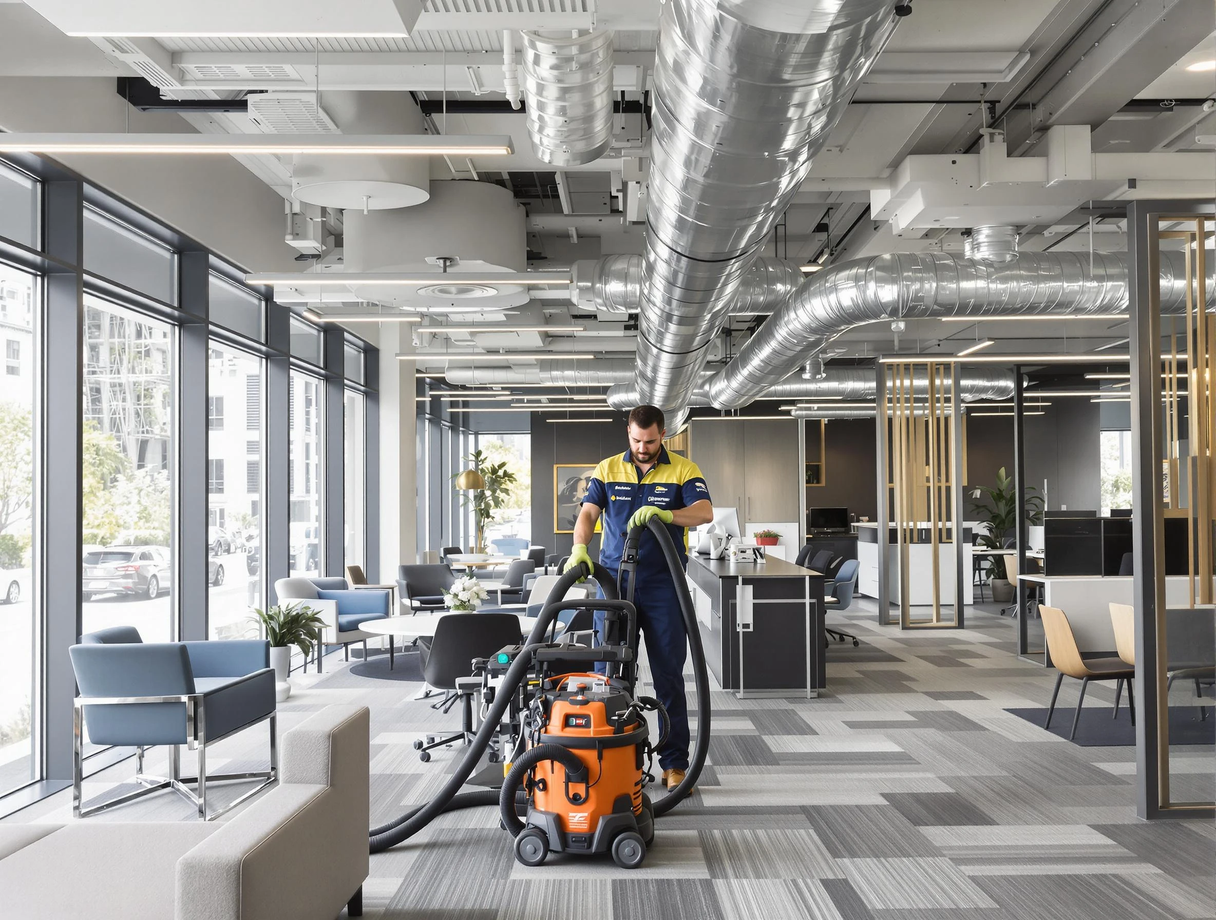 Monument Air Duct Cleaning team performing thorough commercial duct cleaning at a Monument business center